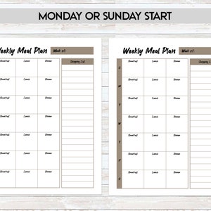Weekly Meal Planner, Grocery List Page, Printable Planner - A4 / Letter ...