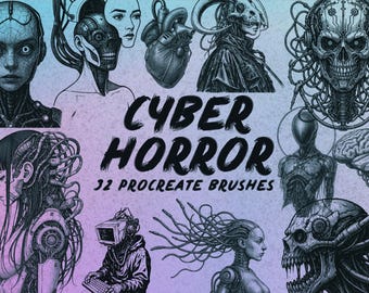 Cyber Horror Digital Scary Technology Procreate brush Set