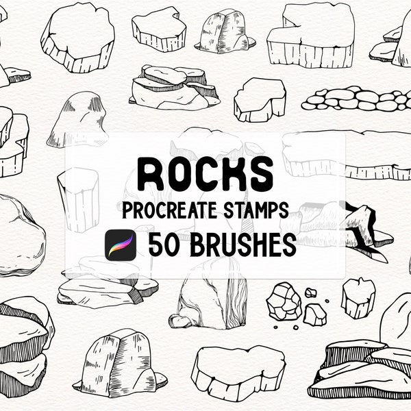 Rocks doodles Procreate Stamp brush Set