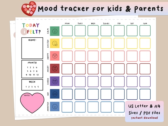 Kids Mood Tracker Printable Weekly - Il 570xN.3558772182 Hd46 