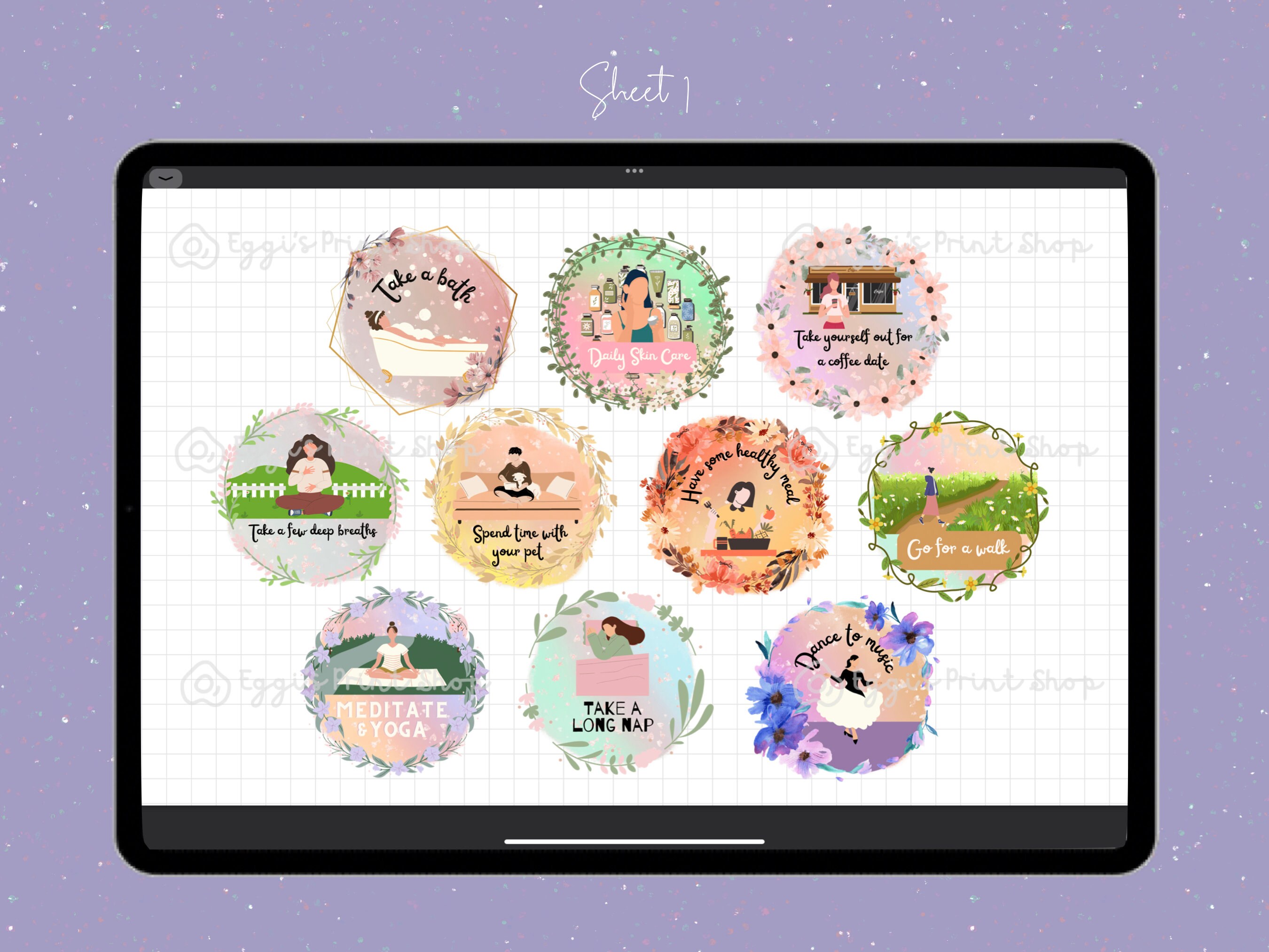Self Care Digital Stickers Bundle - Goodnotes, PNG, Instant Download - Etsy