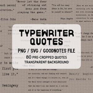 Citazioni della macchina da scrivere File digitali - Goodnotes, PNG, SVG, affermazione positiva, sfondo trasparente