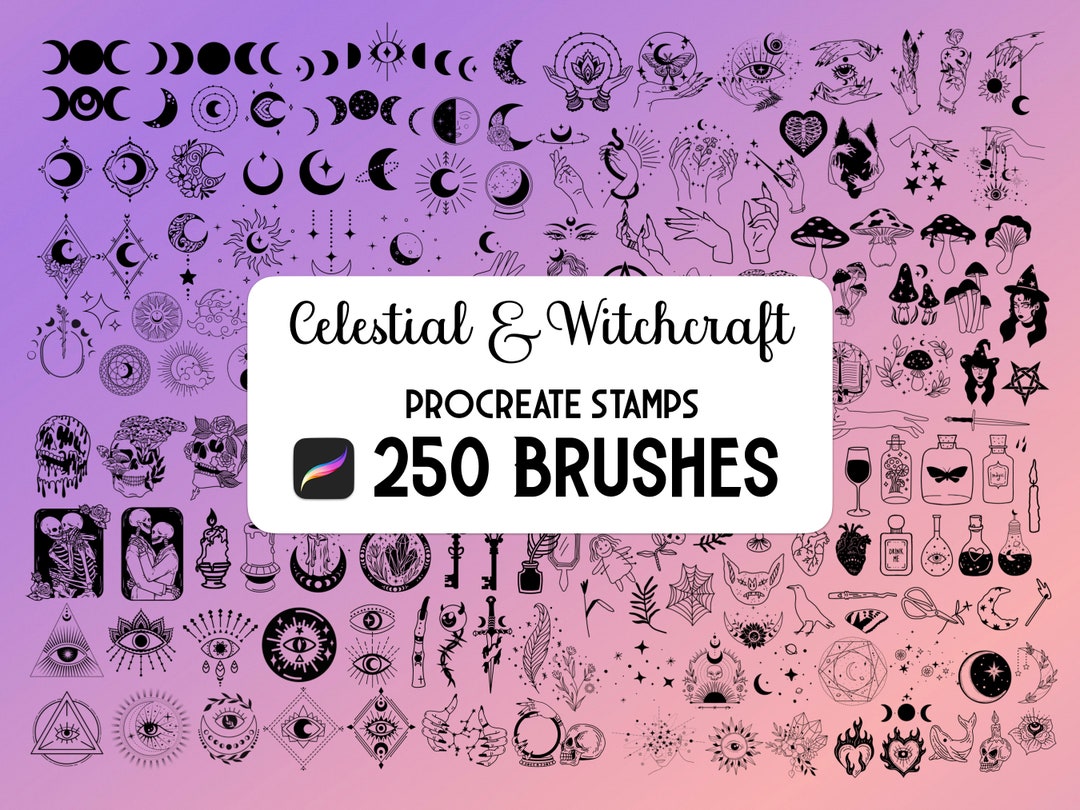 Celestial & Witchcraft Mystical Procreate Stamp Brush Set - Etsy