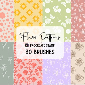 30 Nahtlose Blumenmuster Procreate Pinselset