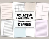 US Letter Ratio Note templates procreate stamp brush set