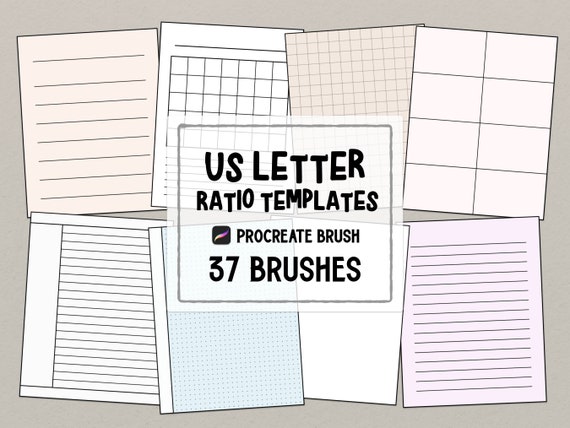 US Letter Ratio Note templates procreate stamp brush set
