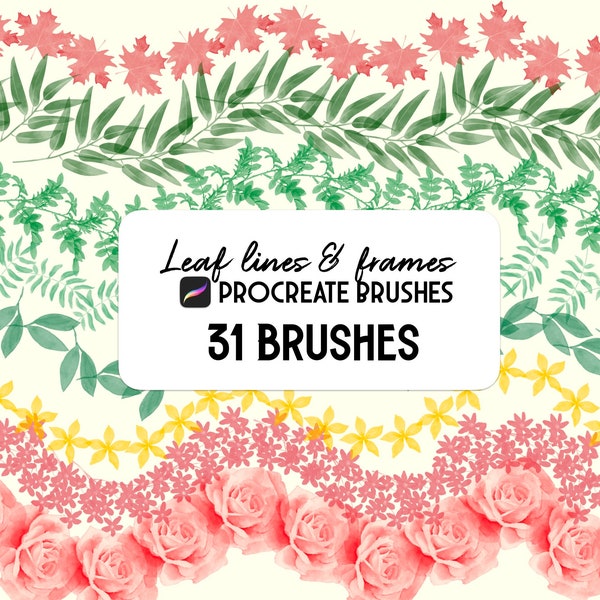 Watercolor Leaf Lines & Circle Frames Procreate brush Set