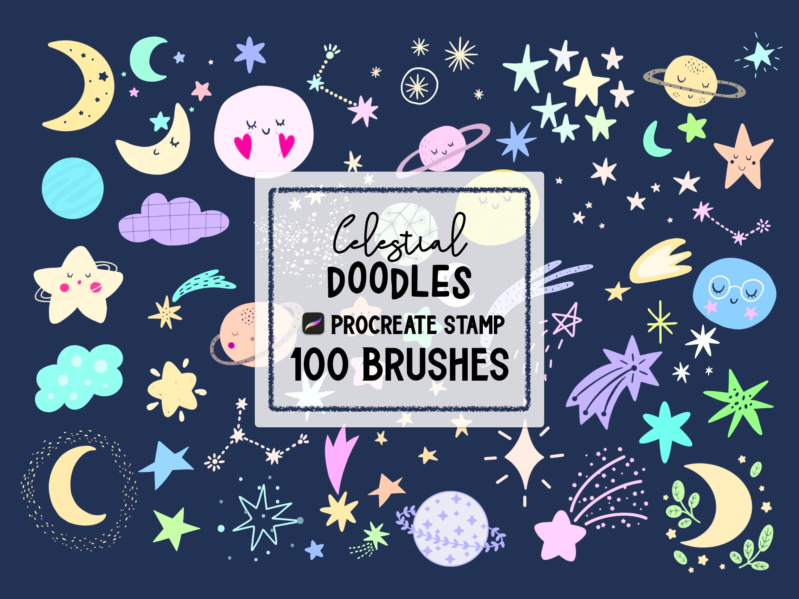 Celestial Doodle Procreate Stamp Brush Set - Etsy Canada