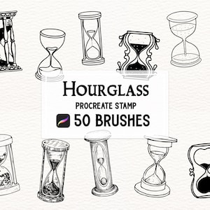 50 Hourglass Procreate stamp brush Set