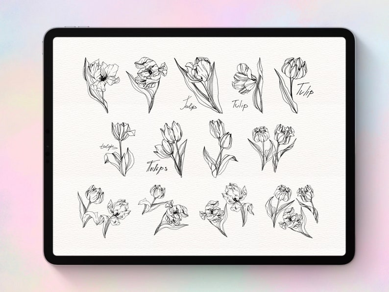 Tulips Procreate Stamp Brush Set - Etsy