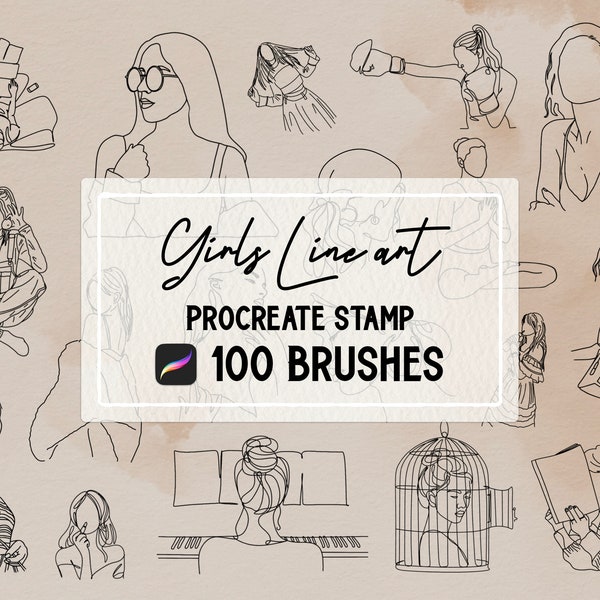 Girls & Women Minimalist Line Art Procreate Stamp brush Set