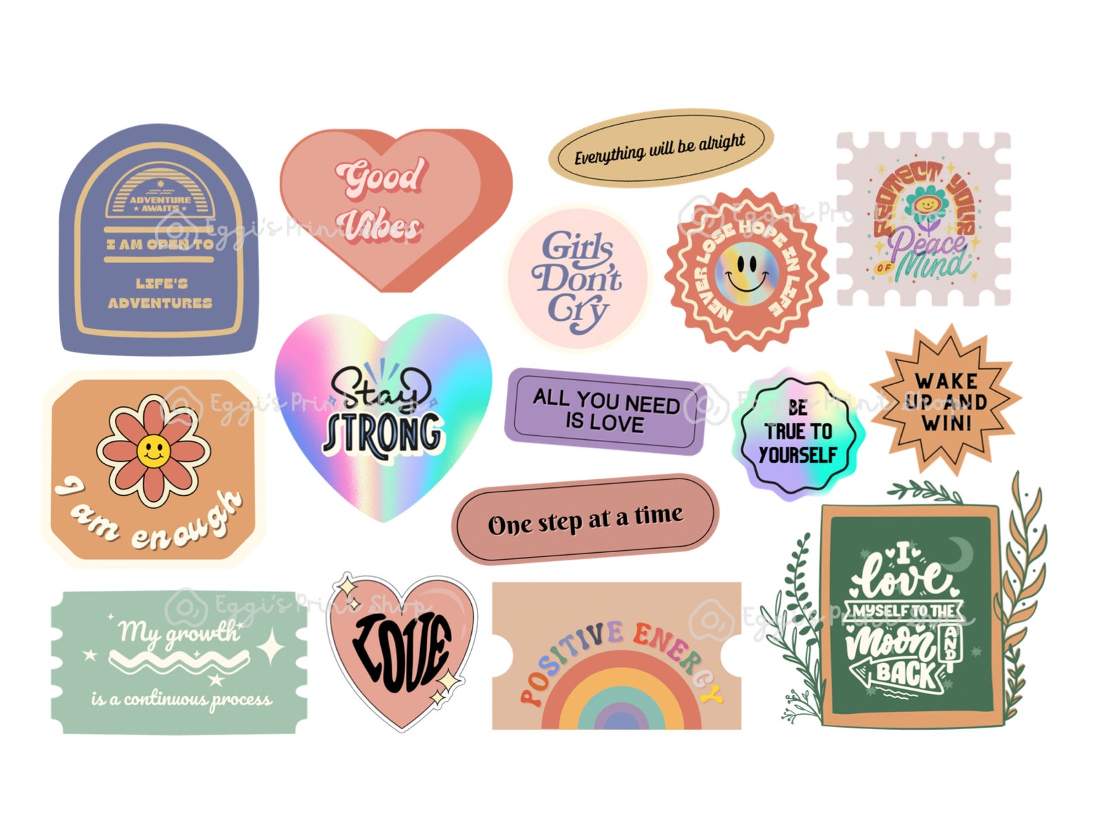 Vintage Retro Positive Affirmation Digital Stickers Set - Goodnotes ...
