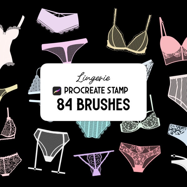 Lingerie Procreate Stamp brush Set, underwear, bra, underpants stamps