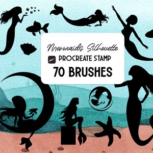 Zestaw pędzli do stempli Mermaid Silhouette Procreate