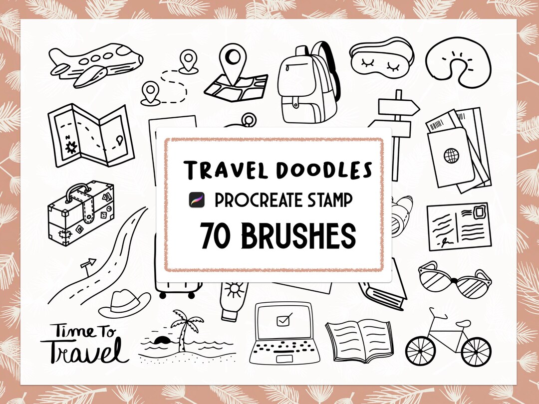Travel Doodle Procreate Stamp Brush Set - Etsy