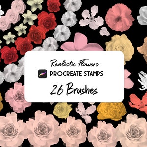Realistic Flowers Stamp Procreate brush Set