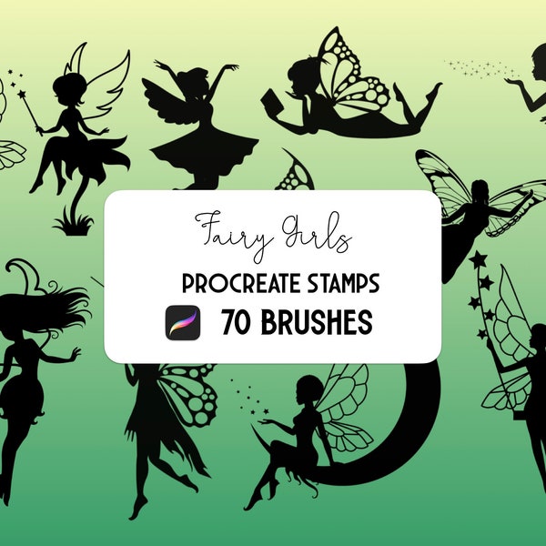 Fairy Girl Silhouette Procreate Stamp brush Set