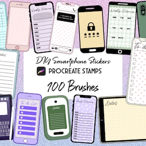 Smartphone widget stickers builder Procreate Stamp brush Set
