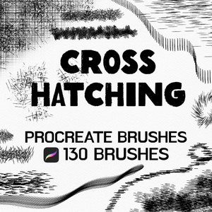 Puede incluir: Un conjunto de 130 pinceles de Procreate para el sombreado cruzado. Los pinceles están diseñados para crear una variedad de texturas y patrones. La imagen muestra una variedad de trazos de pincel, que incluyen líneas, puntos y remolinos.