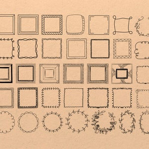 100 Hand drawn frames Procreate Stamp brush Set image 3