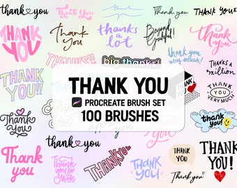 100 mots de remerciement Procreate Stamp Brush Set