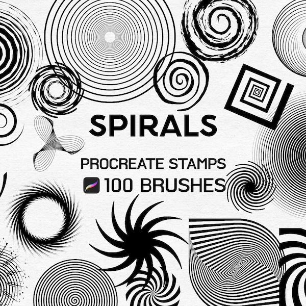 100 Spiral & Swirls Procreate Stamp brush Set