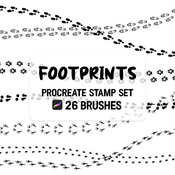 Ensemble de pinceaux Footprint Procreate - Animal, humains