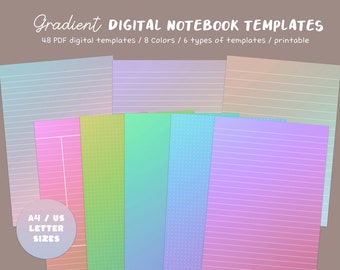 Gradient Digital Notes Template - Printable, A4, US letter, Goodnotes, PDF