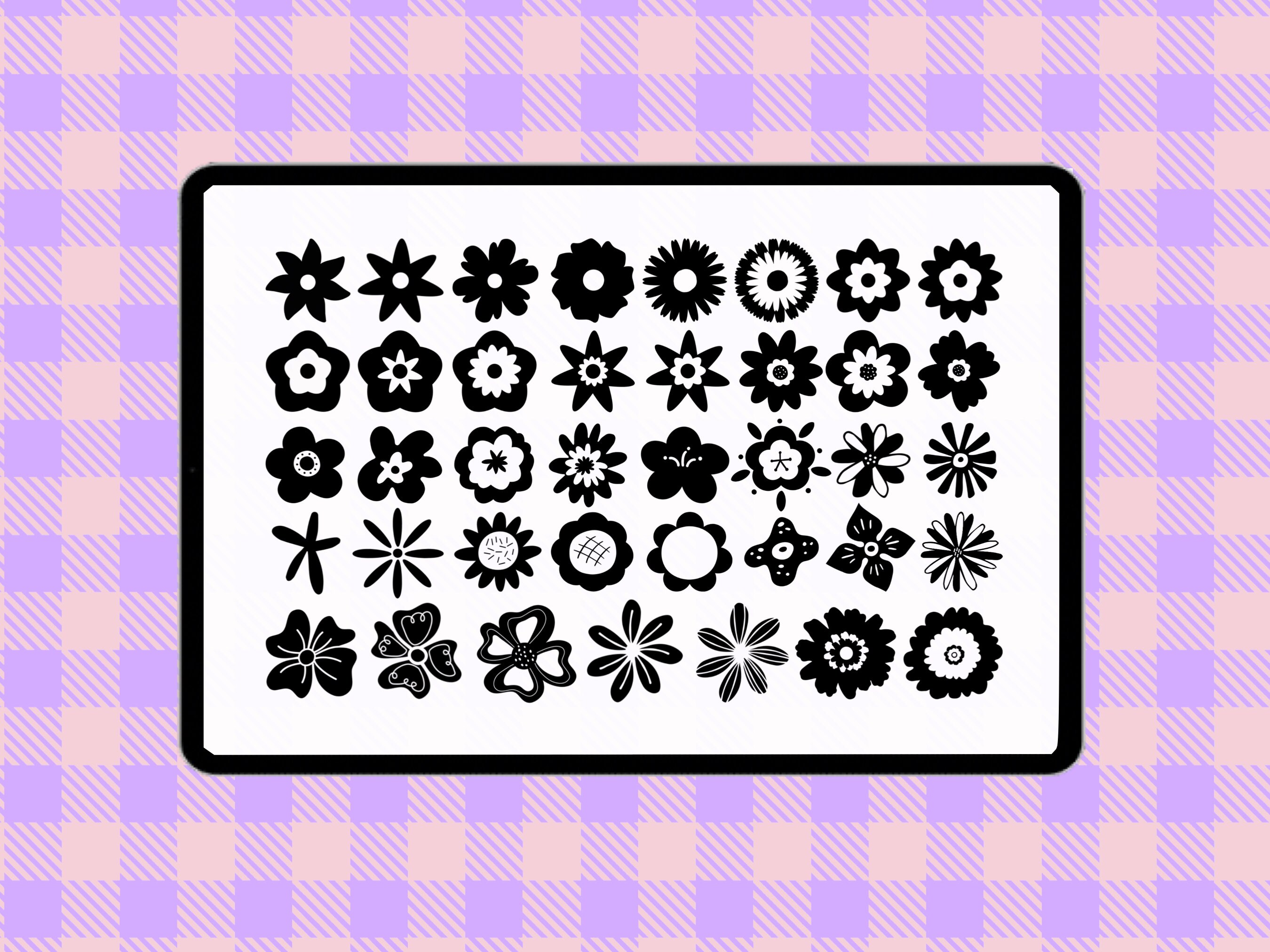 Flower Doodles Procreate Stamp Brush Set - Etsy