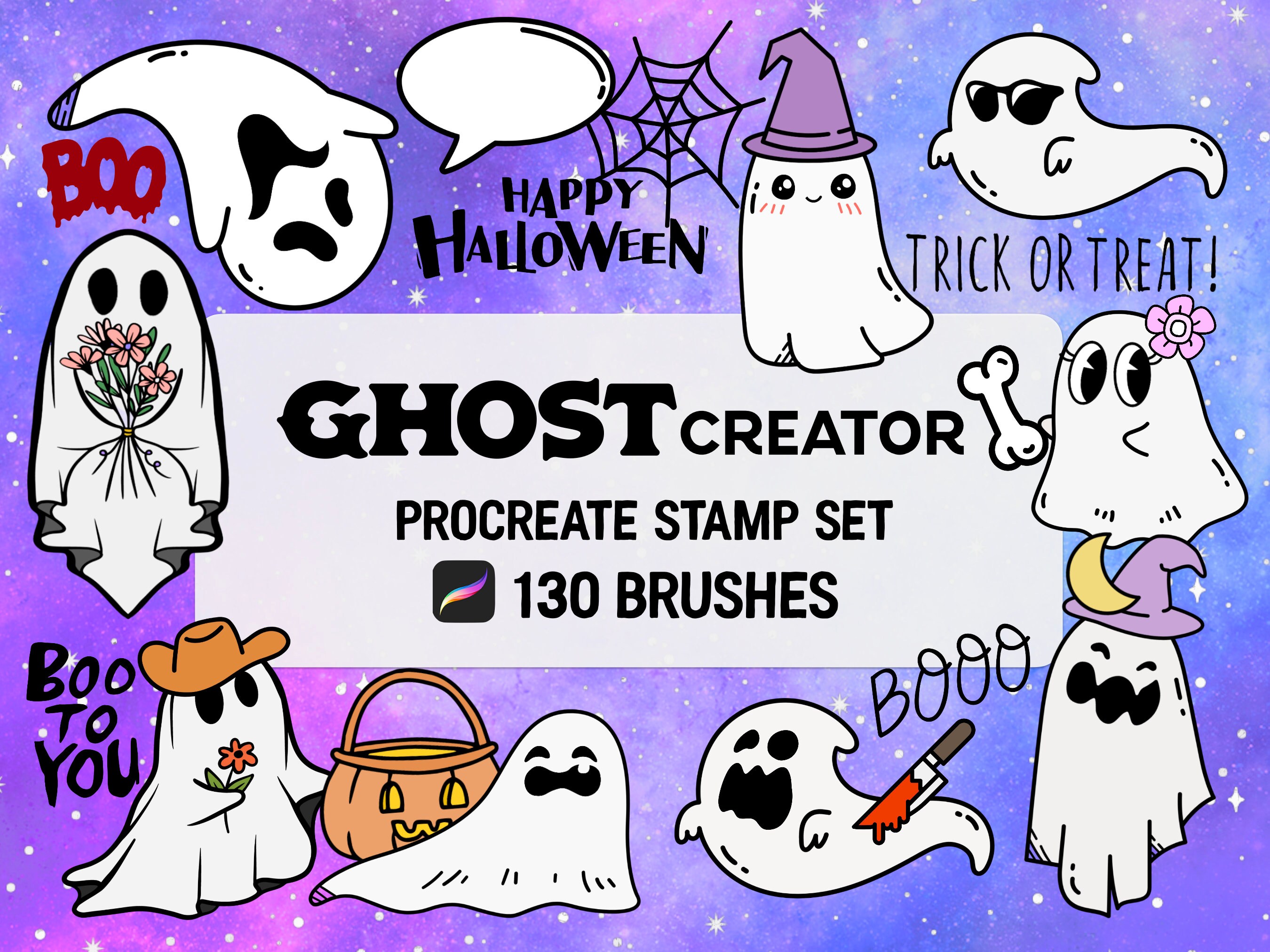 Halloween Ghost Creator Procreate Stamp Brush Set - Etsy
