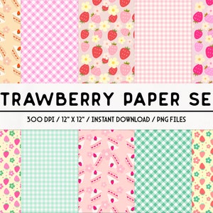 Strawberry Digital Paper set - commercial use, instant download