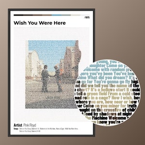 Wish You Were Here - Cartel de letras del álbum Pink Floyd - Regalo único, para amantes de la música