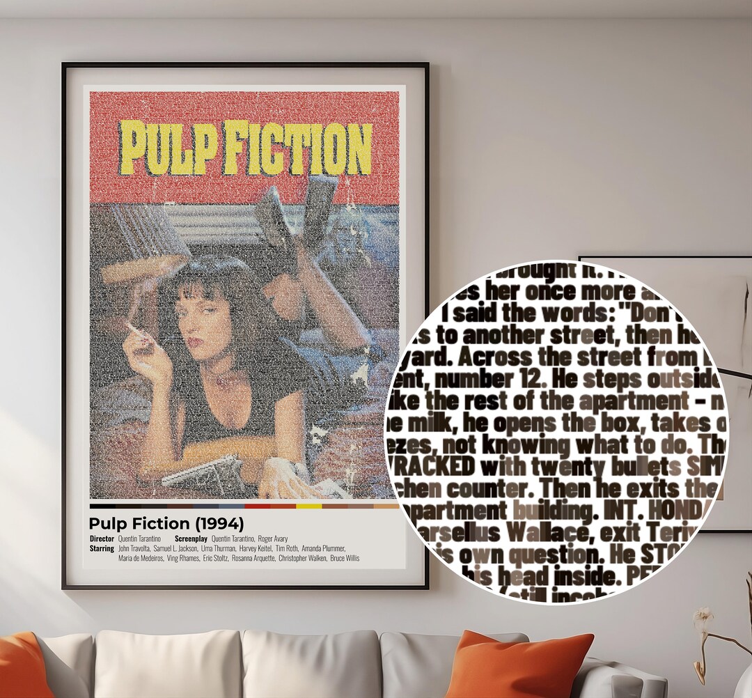Pulp Fiction Movie Script Poster Unique Art Gift, for Film Lovers Etsy