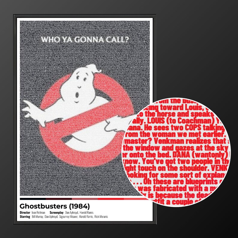 Ghostbusters 3 Script Ghostbusters Movie Script Poster - Unique Art Gift, for Film Lovers - Etsy