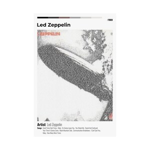 Led Zeppelin Led Zeppelin Album Lyrics Poster Unique gift, For music lovers image 4