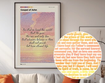 Gospel of John Full Text Poster - Unique Bible Quote Gift