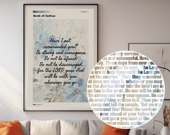 Book of Joshua Chapter 1 Text Poster - Unique Bible Quote Gift