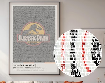 Jurassic Park Movie Script Poster - Unique Art Gift, For Film Lovers