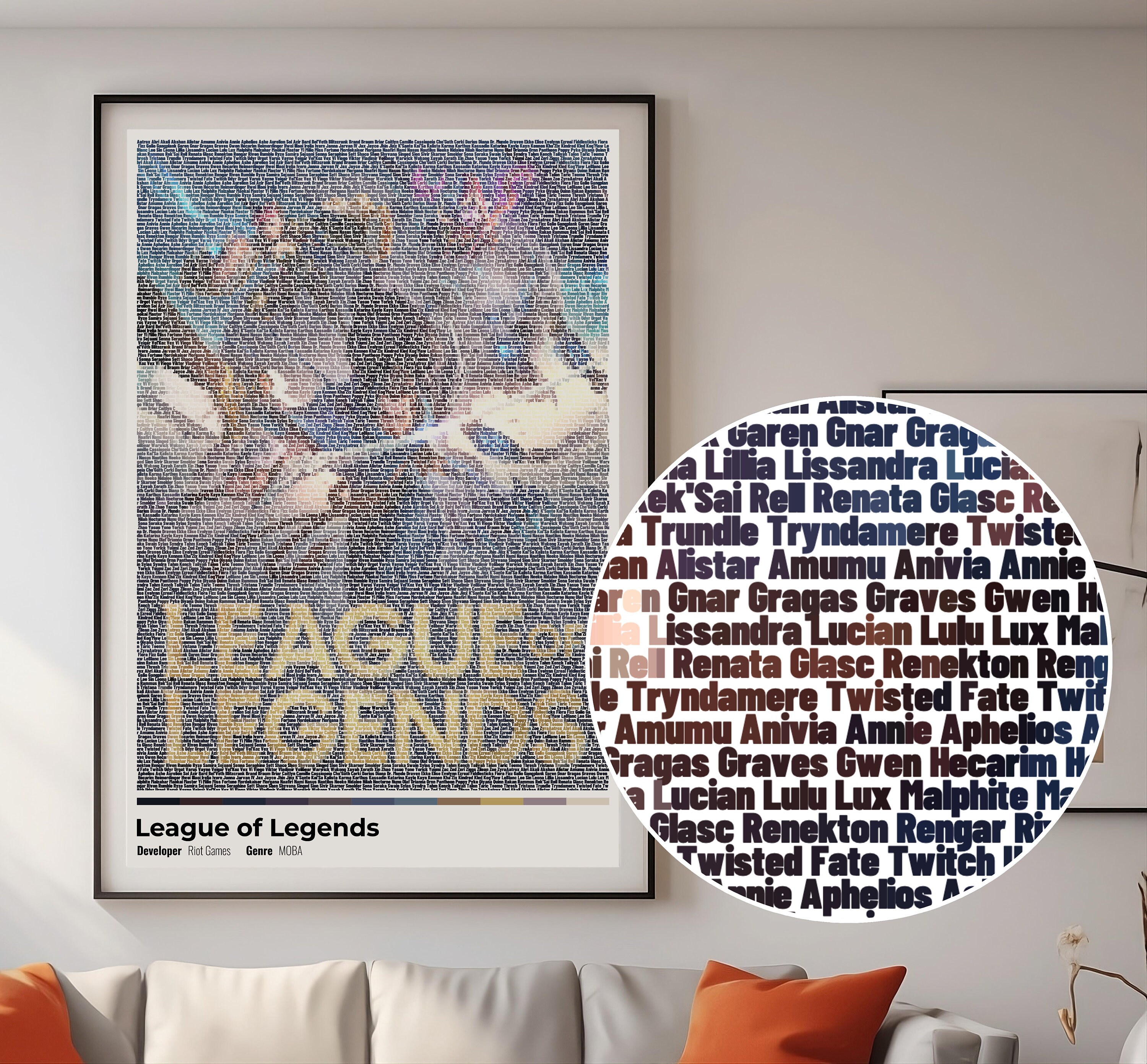 League of Legends Champions Text Poster - Unique Art Gift, For Gamers, For Videogame Lovers