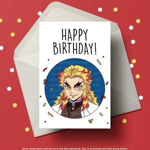 Anime Birthday Card, Printable Birthday Card, Anime Birthday Card, Digital Download Card, Anime Greeting Card, Gifts for Him, Gifts for Her