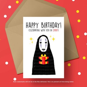 Anime verjaardagskaart, afdrukbare verjaardagskaart, Japanse illustratie kunst, digitale downloadkaart, verjaardagskaarten voor haar, anime kaart
