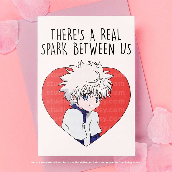 Anime Anniversary Card, Printable Valentine Card, Anime Valentine Card, Digital Download Card, Gifts for Her, Anime Card, Kawaii Valentine