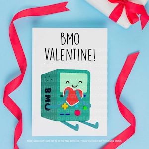 Adventure Valentine Card, Printable Valentine Card, Adventure BMO, Digital Download Card, Valentine Gifts for Her, Kawaii Card, Cartoon Card
