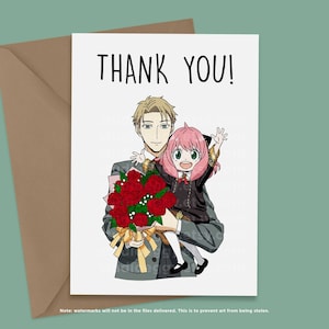 Anime Thank You Card, Printable Thank You Card, Anime Greeting Card, Digital Download Card, Greeting Card, Anime Card, Thank You Gifts