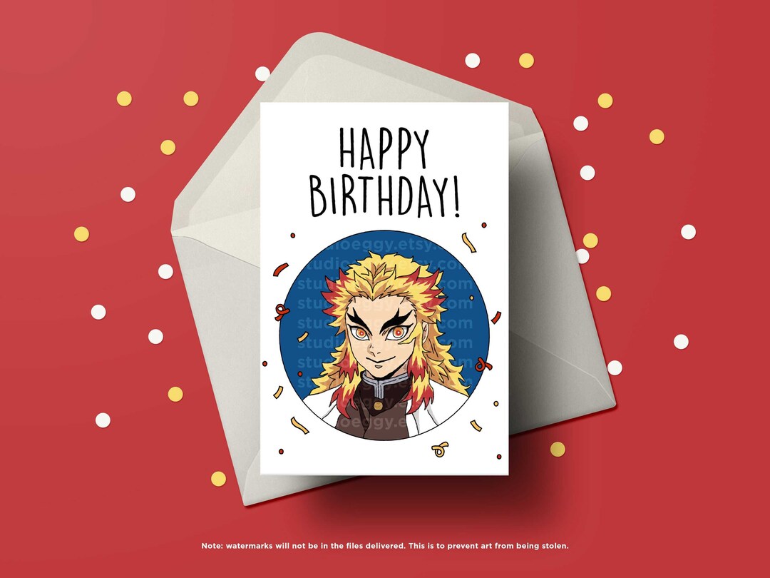 Anime Birthday Card, Printable Birthday Card, Anime Birthday Card ...