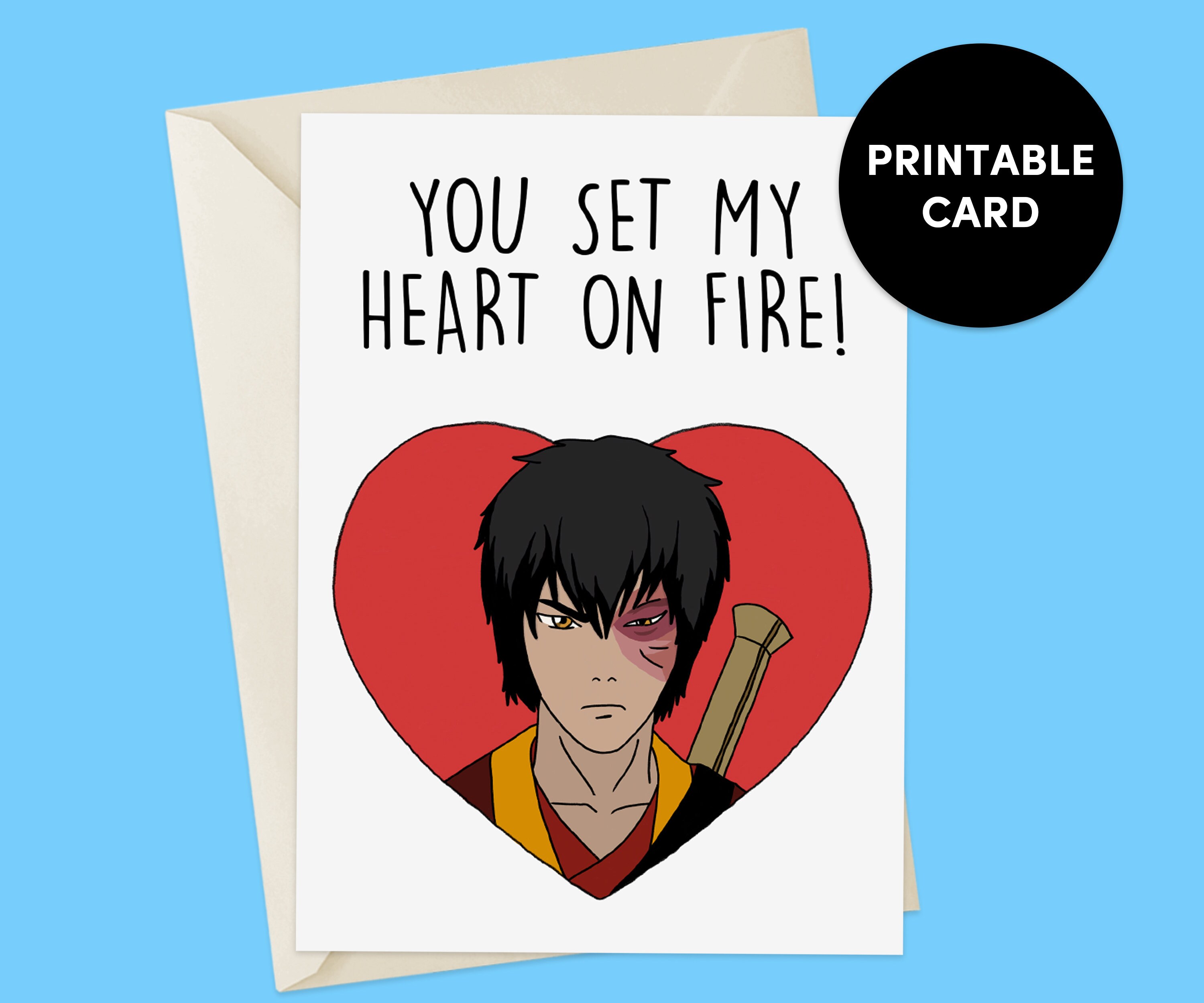 Anime Anniversary Card, Printable Valentine Card, Anime Valentine Card ...