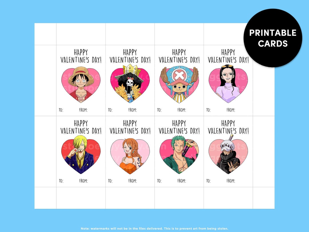 Anime Valentine Cards, Printable Valentine Cards, Valentine Card Set ...
