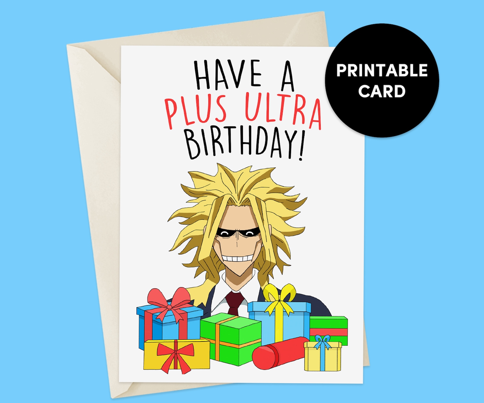 Anime Birthday Card, Printable Birthday Card, Anime Greeting Card ...