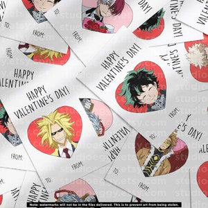 Anime Valentine Cards, Printable Valentine Cards, Valentine Card Set ...