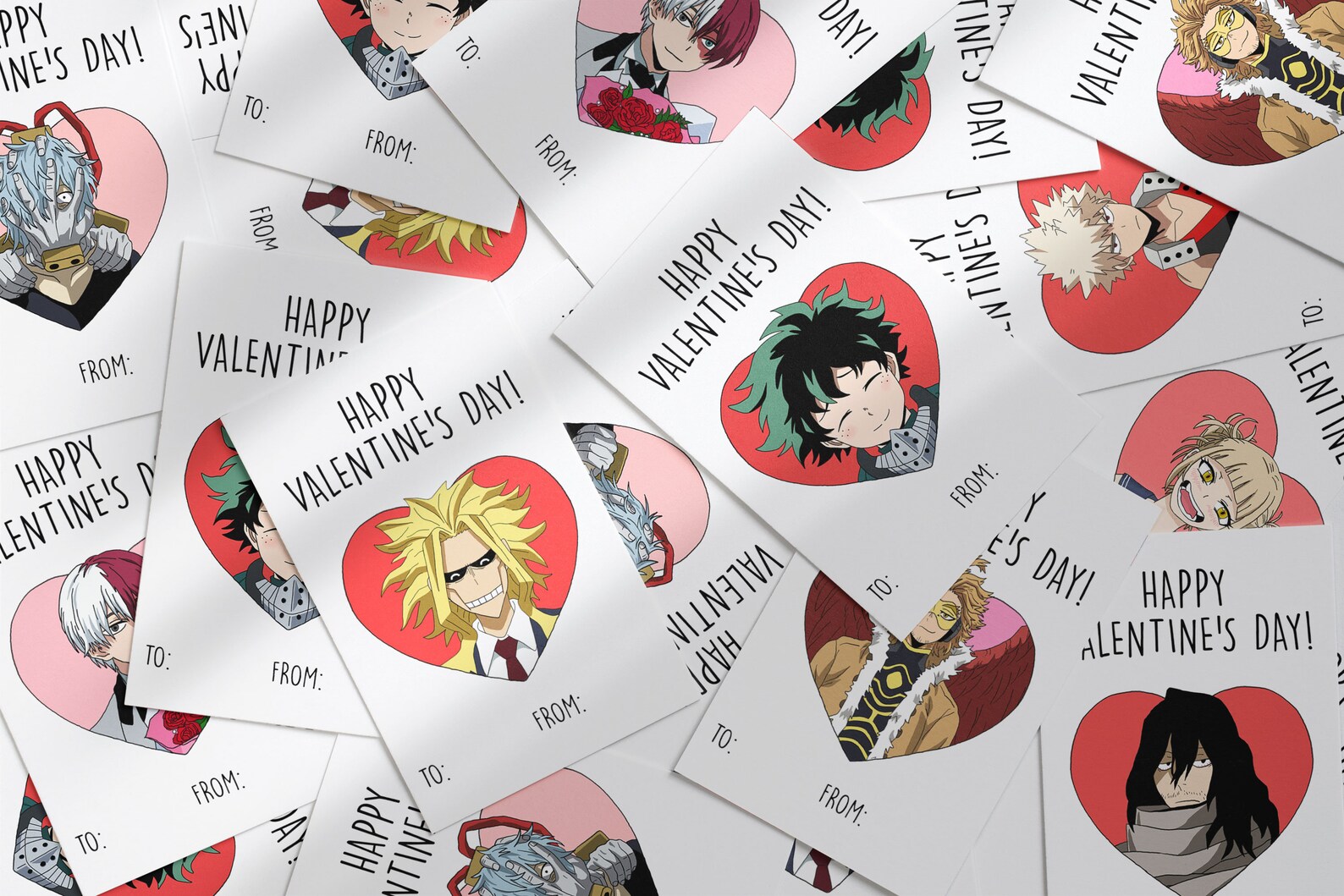 Anime Valentine Cards Printable Valentine Cards Valentine Card Set Digital Download Card Kid